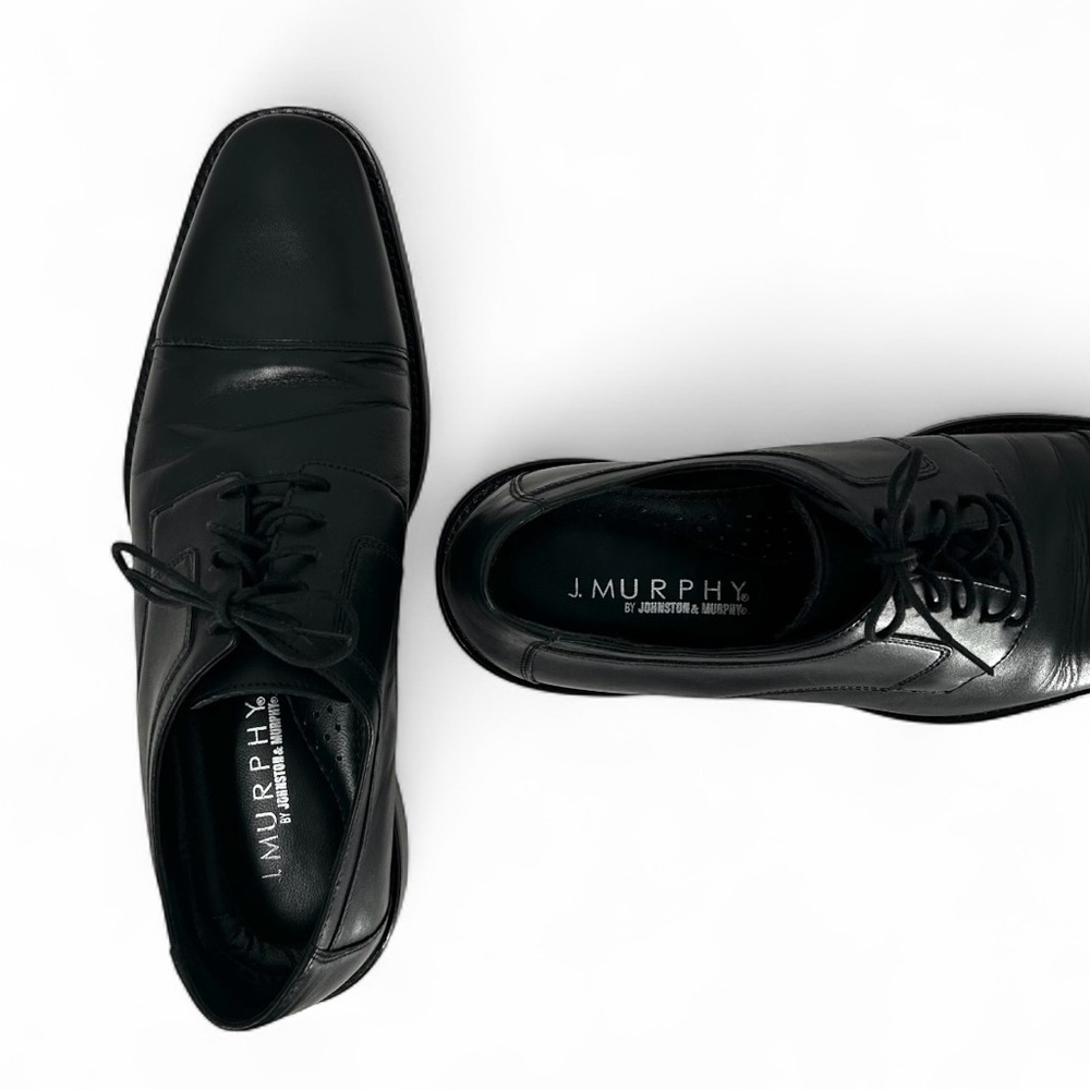 Johnston & Murphy Sleek Black Leather Derbys